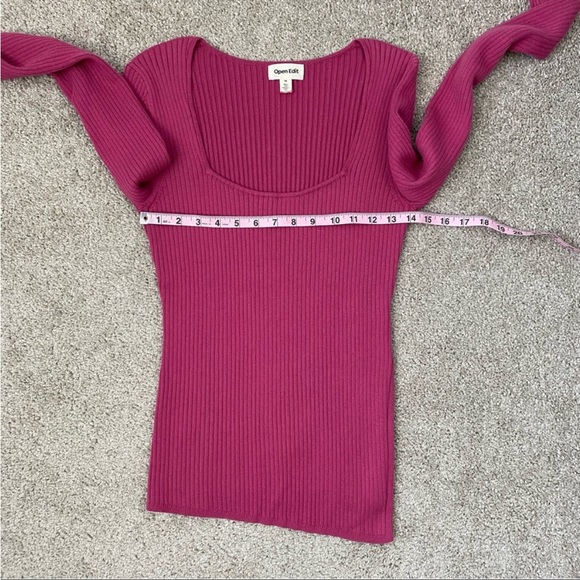 Open edit red raspberry side slit sweater - Picture 6 of 8